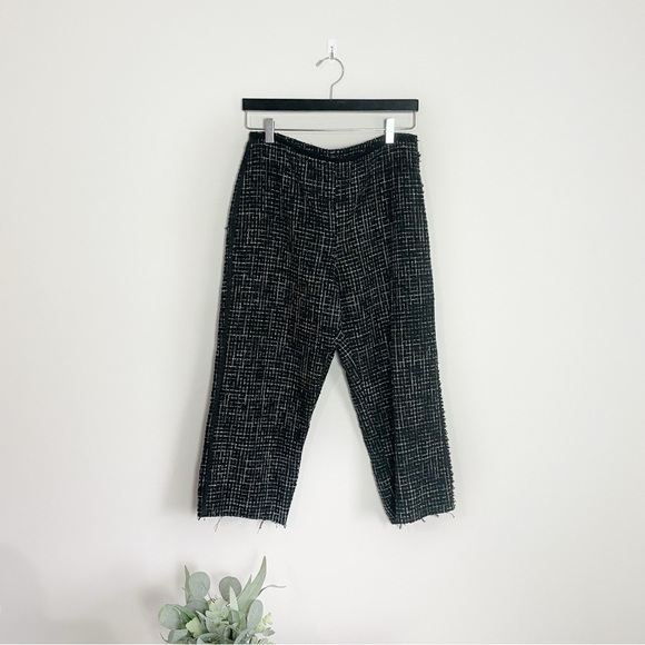 [Zara] Women's Black & White Boucle Knit High Waist Business Office Pants - Picture 1 of 8